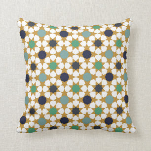 Islamic Geometric Blue Gold Motif Pattern Kussen