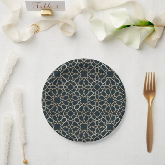 Islamic Geometric Pattern Design Abstract Papieren Bordje (Huwelijk)