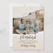 Islamic Geometric Torn Paper & Photo Eid Mubarak Feestdagenkaart (Voorkant)