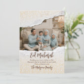 Islamic Geometric Torn Paper & Photo Eid Mubarak Feestdagenkaart (Staand voorkant)