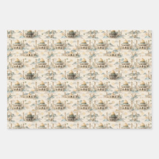 Islamic Gift Wrap Set 3 Elegant Eid Ramadan Hajj Inpakpapier Vel