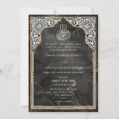 Islamic Gold & Black Arch Ornate Arabesque Wedding Kaart (Voorkant)