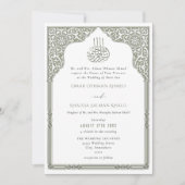 Islamic Green Arch Ornate Arabesque Wedding Kaart (Voorkant)