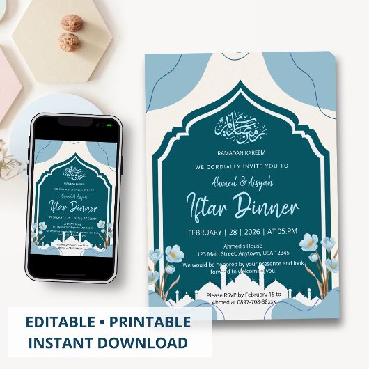 Islamic Mosque Arch Ramadan Iftar Dinner Invite Kaart