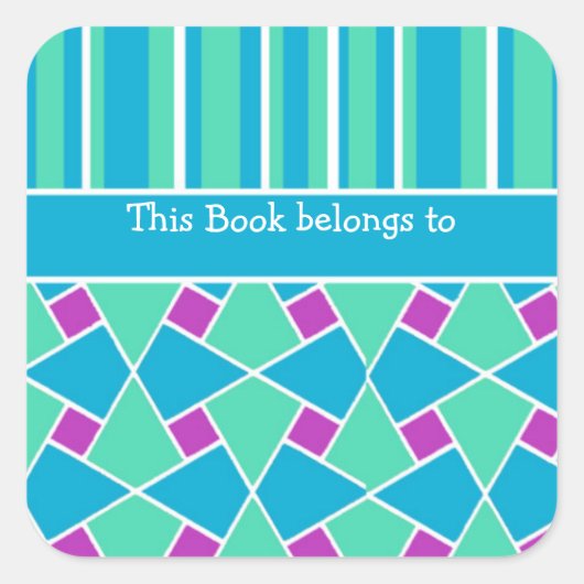 Islamic Pattern and Stripes: Custom Bookplaten Vierkante Sticker (Voorkant)