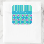 Islamic Pattern and Stripes: Custom Bookplaten Vierkante Sticker (Tas)