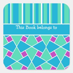 Islamic Pattern and Stripes: Custom Bookplaten Vierkante Sticker