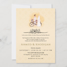 Islamic Pattern Wedding Nikah Invitation Couple Kaart