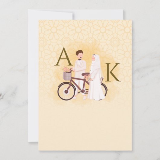 Islamic Pattern Wedding Nikah Invitation Couple Kaart (Achterkant)