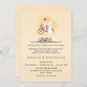 Islamic Pattern Wedding Nikah Invitation Couple Kaart (Voorkant / Achterkant)