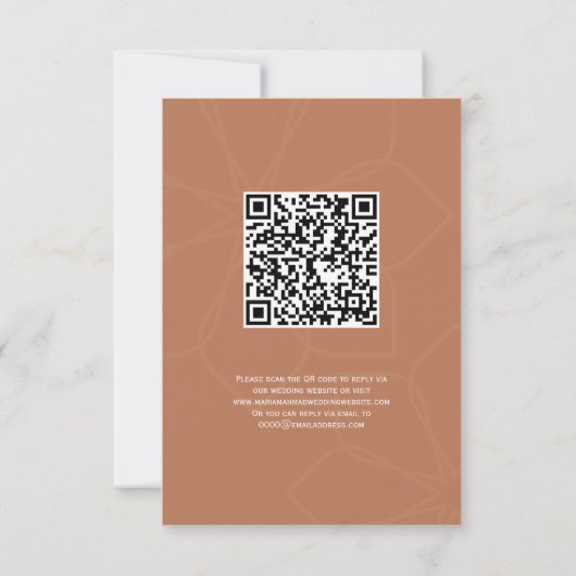 Islamic Terracotta Floral Nikah QR Code RSVP Card Kaart (Achterkant)