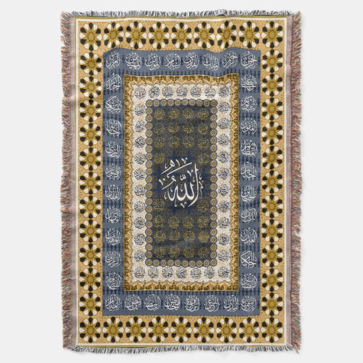 Islamic Wall Art Allah Names Calligraphy Geometric Deken (Voorkant Verticaal)