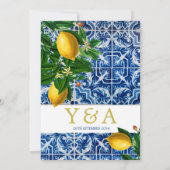 Islamic Weddennons Blue White Tiles Elegant Kaart (Achterkant)