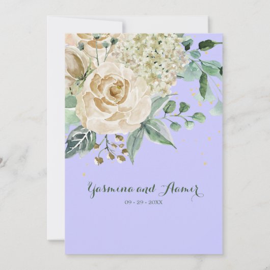 Islamic Wedding Bismillah Elegant Paars Roos Kaart (Achterkant)