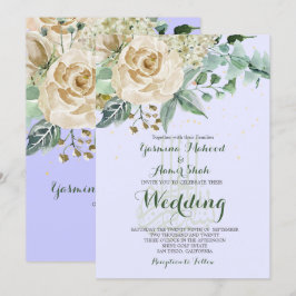 Islamic Wedding Bismillah Elegant Paars Roos Kaart