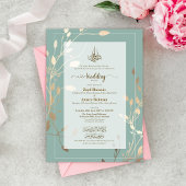 Islamic Wedding Invitation | Sage Green & Gold Acryl Uitnodigingen