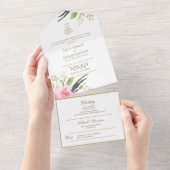 Islamic WEDDING NIKAH WALLIMAH Flowers All In One Uitnodiging (Afscheurbaar)