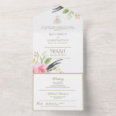 Islamic WEDDING NIKAH WALLIMAH Flowers All In One Uitnodiging (Binnen)