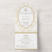 Islamic WEDDING NIKAH WALLIMAH Gold  All In One Uitnodiging (Binnen)