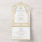 Islamic WEDDING NIKAH WALLIMAH Gold  All In One Uitnodiging (Binnen)