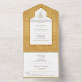 Islamic WEDDING NIKAH WALLIMAH Gold  All In One Uitnodiging (Binnen)
