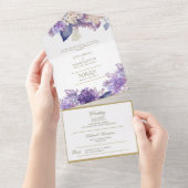 Islamic WEDDING NIKAH WALLIMAH Gold Floral All In One Uitnodiging (Afscheurbaar)