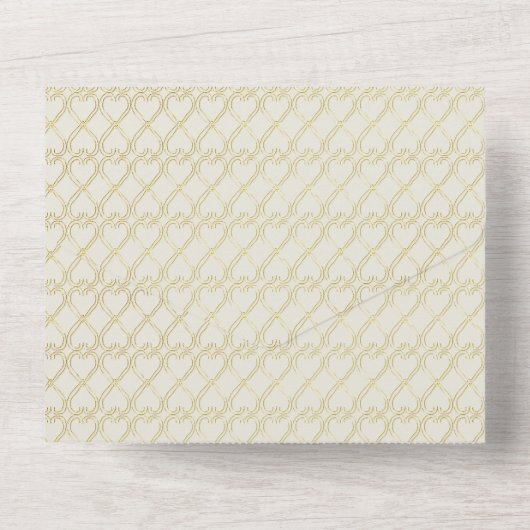 Islamic WEDDING NIKAH WALLIMAH Gold Floral All In One Uitnodiging (Achterkant)