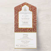 Islamic WEDDING NIKAH WALLIMAH Gold Red  All In One Uitnodiging (Binnen)