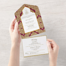 Islamic WEDDING NIKAH WALLIMAH Gold Red 