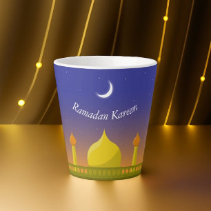 Islamische Halve Maan Ramadan Kareem Typografische Latte Mok