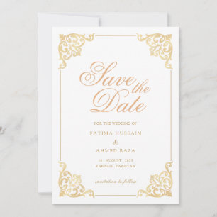 Islamische Witte Save The Date Aankondigingskaart