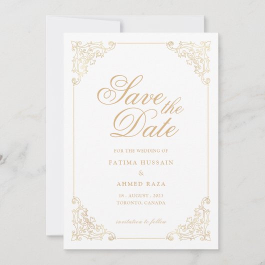 Islamische witte Save The Date-aankondigingskaart Date (Voorkant)