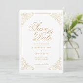 Islamische witte Save The Date-aankondigingskaart Date (Staand voorkant)