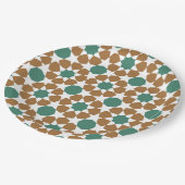 Islamitisch Arabisch Geometric Blue Brown Motif Pa Papieren Bordje (Gekanteld)