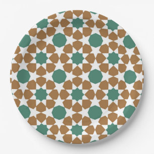 Islamitisch Arabisch Geometric Blue Brown Motif Pa Papieren Bordje