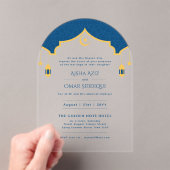 Islamitisch Blauw Goud Nikah Moslim Huwelijk Elega Acryl Uitnodigingen (Insitu (Draagbaar))