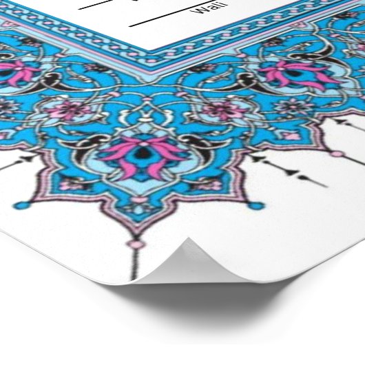 Islamitisch Blauw grenspatronen Nikkah certificaat Poster (Hoek)