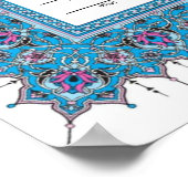Islamitisch Blauw grenspatronen Nikkah certificaat Poster (Hoek)