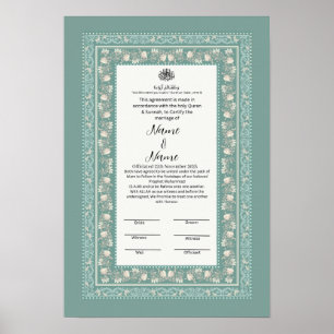 Islamitisch Bloemen Grens Nikkah Certificaat Poster