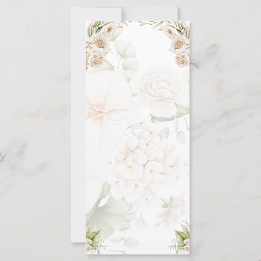 Islamitisch Bloemen Groen & Beige Bruiloft Menu (Achterkant)