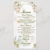 Islamitisch Bloemen Groen & Beige Bruiloft Menu (Voorkant / Achterkant)