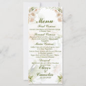 Islamitisch Bloemen Groen & Beige Bruiloft Menu (Voorkant)