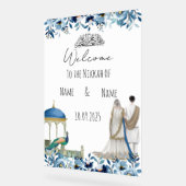 Islamitisch bloemenblauw Nikkah teken Acryl Bord (Hoek)