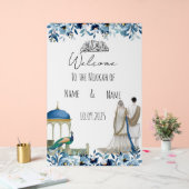 Islamitisch bloemenblauw Nikkah teken Acryl Bord (Huwelijk)