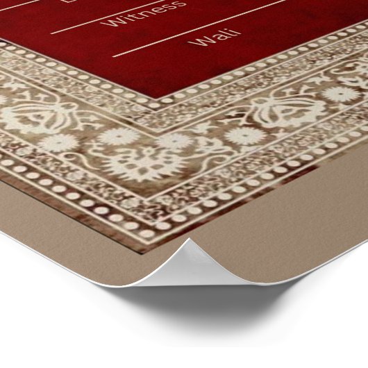 Islamitisch Elegant Rood en goud Nikkah certificaa Poster (Hoek)