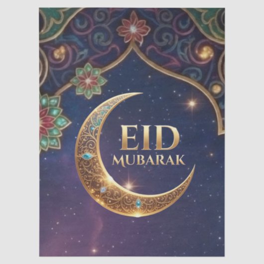 Islamitisch feest Goud en marineblauw Eid Al Adha Tissuepapier (Voorkant)
