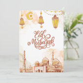 Islamitisch Gelukkig Eid Mubarak Feestdagenkaart (Staand voorkant)