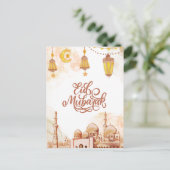 Islamitisch Gelukkig Eid Mubarak Feestdagenkaart (Staand voorkant)