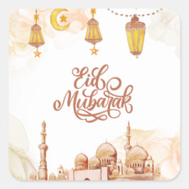 Islamitisch Gelukkig Eid Mubarak Vierkante Sticker