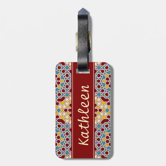 Islamitisch geometrisch bagagelabel (Achterkant verticaal)
